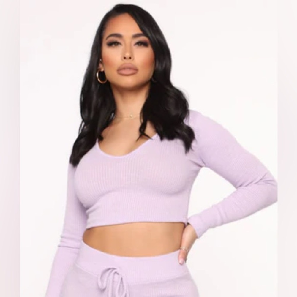 Lilac Wanderlust Fashion Nova Cropped Hoodie